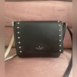 Kate Spade black leather studded crossbody bag
